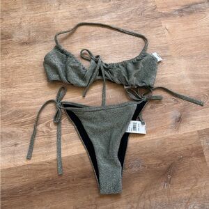 NEW PacSun Glittery Gray Bikini Set - Small